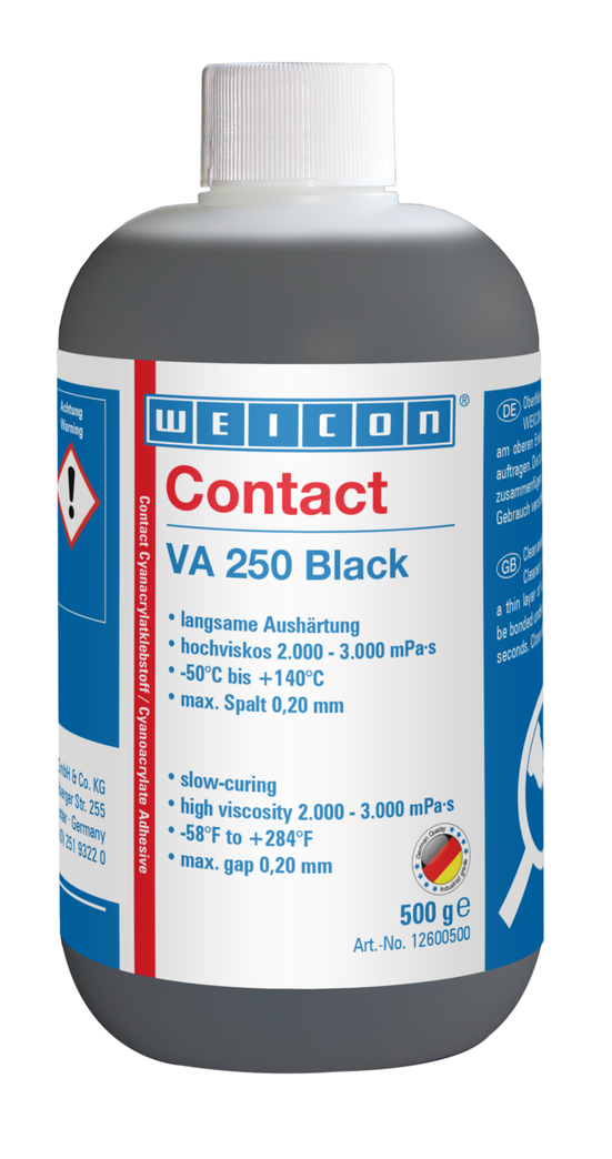 VA 250 Black 氰基丙烯酸酯粘合剂 | instant adhesive with high viscosity, rubber-filled VA 250 Black 氰基丙烯酸酯粘合剂 | instant adhesive with high viscosity, rubber-filled