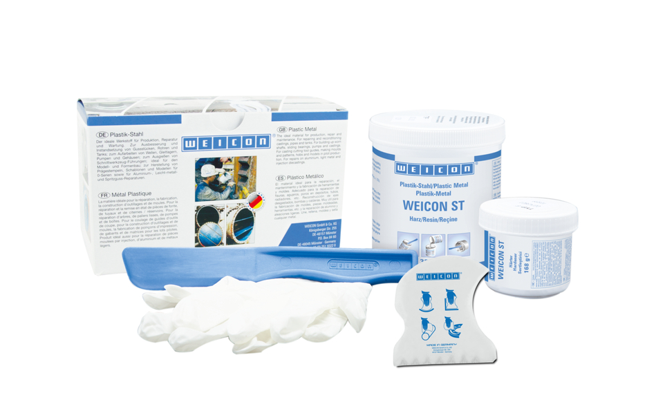 WEICON 不锈钢修补剂 ST | 用于维修与塑形的金属填充环氧树脂产品