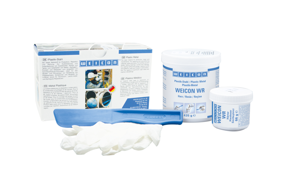 WEICON 钢铁修补剂 WR | steel-filled liquid epoxy resin system for casting and gap compensation WEICON 钢铁修补剂 WR | steel-filled liquid epoxy resin system for casting and gap compensation