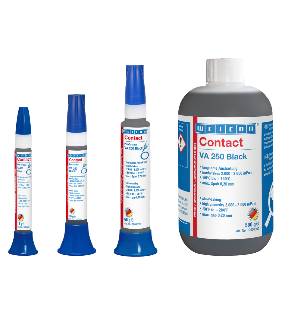 VA 250 Black 氰基丙烯酸酯粘合剂 | instant adhesive with high viscosity, rubber-filled