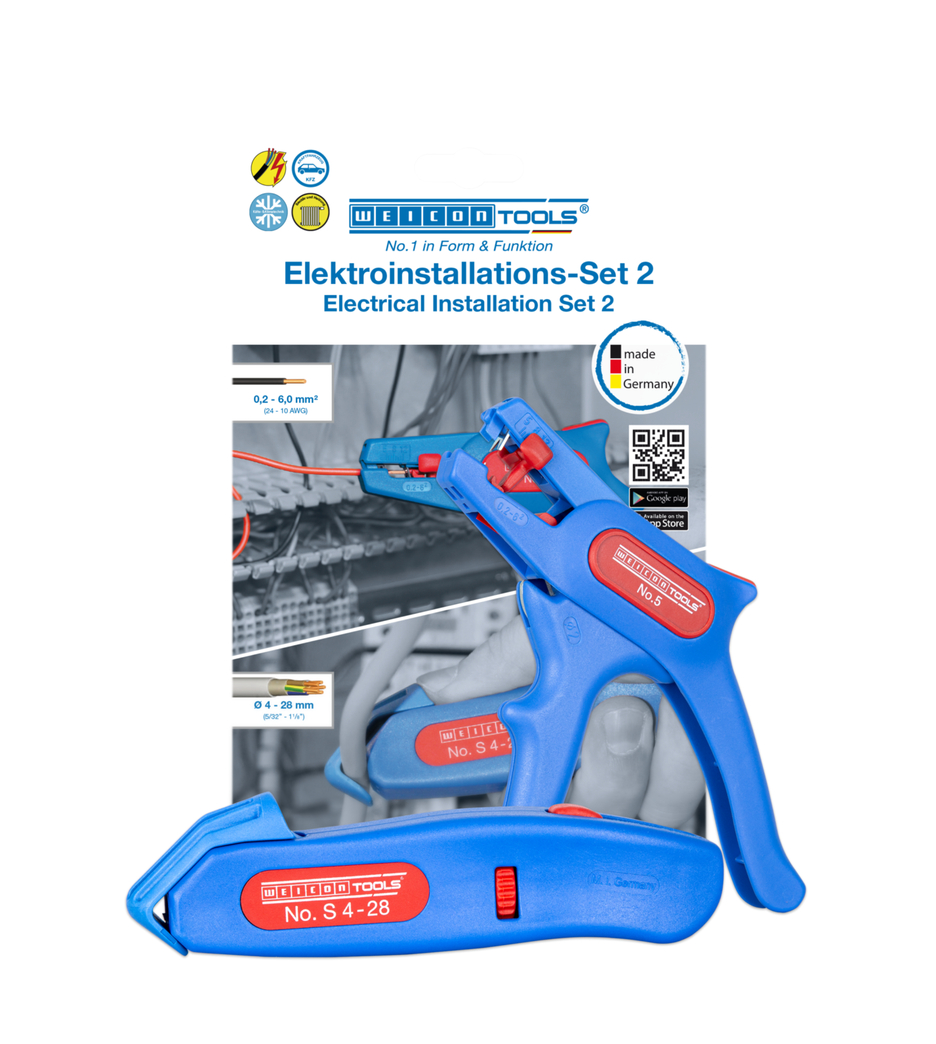 电气安装组合套装 2 | 2-piece stripping set incl. wire stripper and cable knife