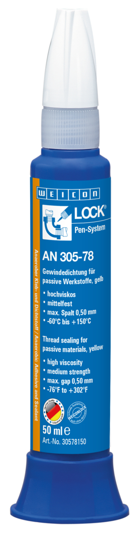 WEICONLOCK® AN 305-78 管螺纹密封胶 | 中等强度，获得饮用水接触许可，适用于惰性材料