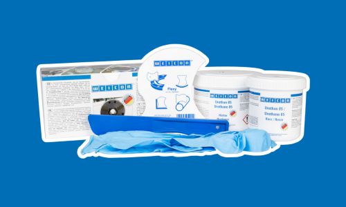 蓝色背景上的聚氨酯系统