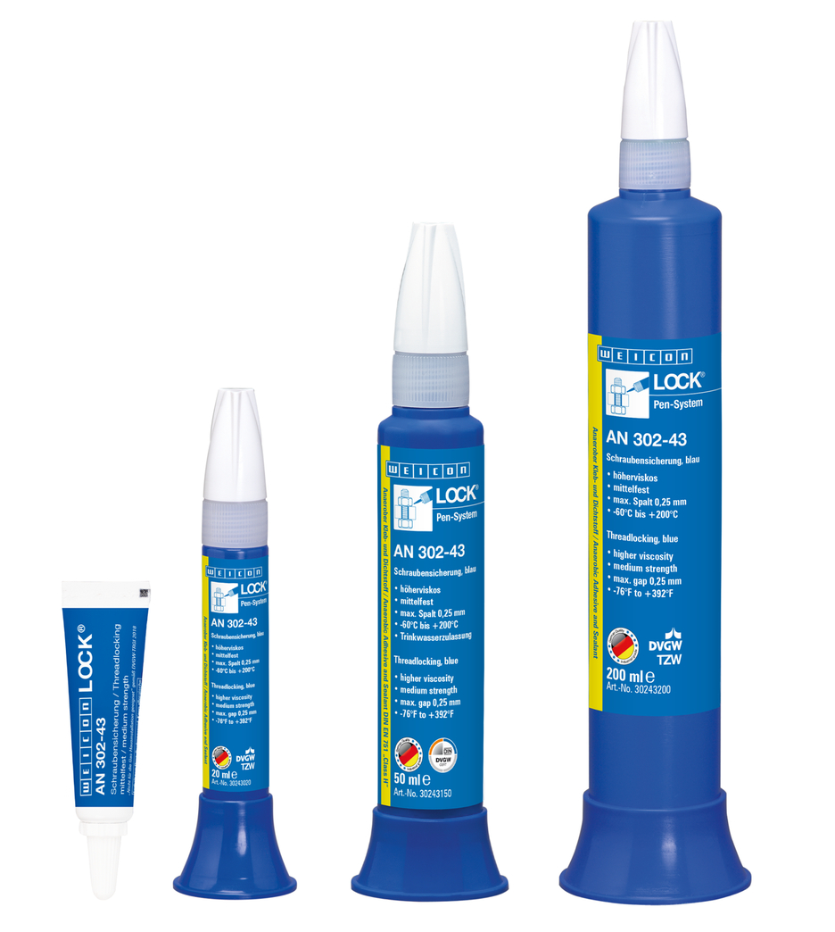WEICON螺纹锁固胶 AN 302-43 | medium strength, higher viscosity, with drinking water approval
