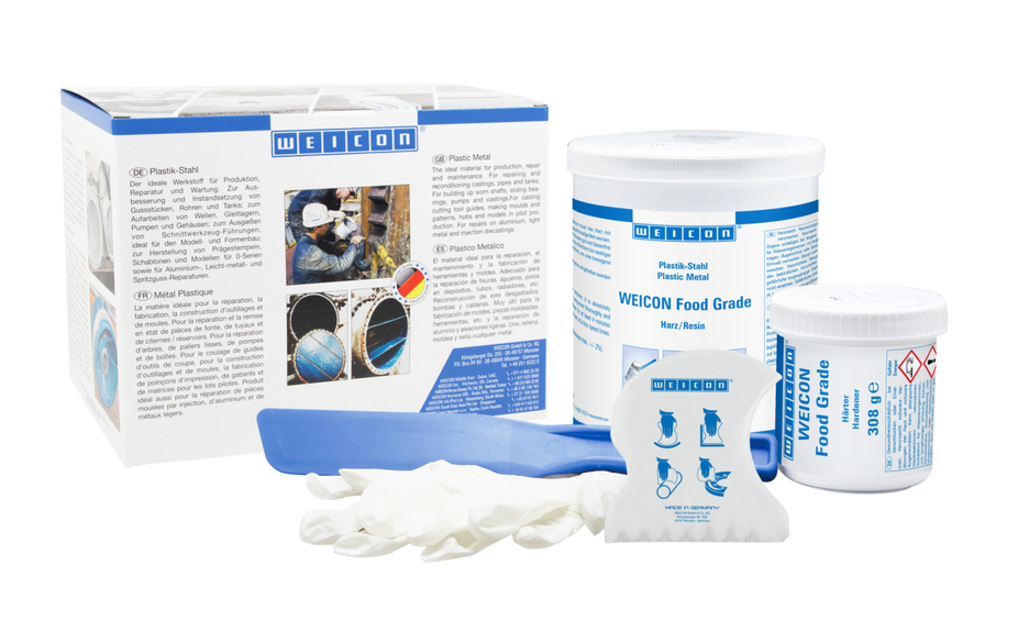 WEICON 食品级防腐型金属修补剂 B4LM | 铝填充环氧树脂产品，用作防磨损保护，食品级